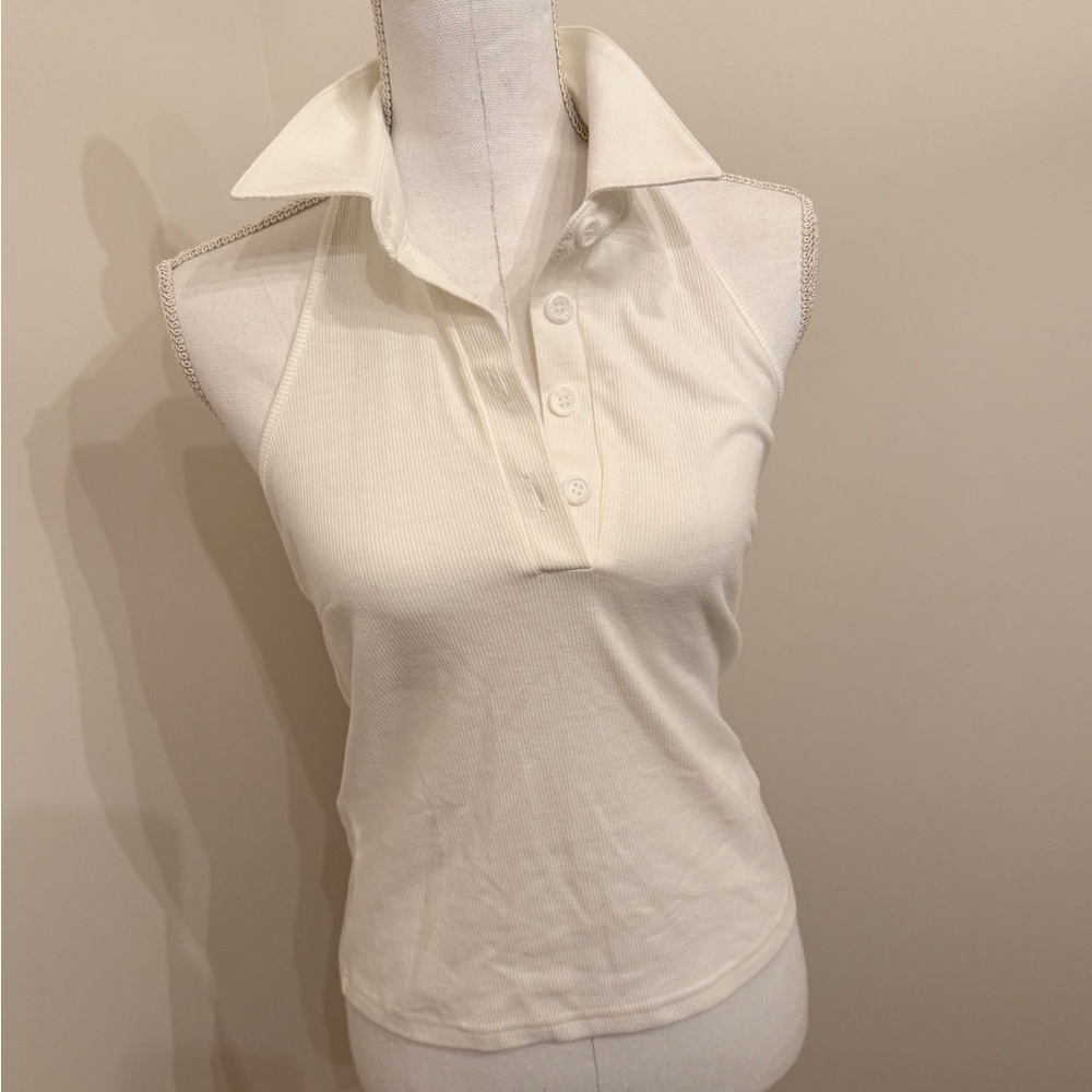 SHEIN White Collared Tank Top